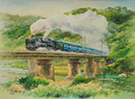 A Speeding Steam Train_painted by Lai Ying-Tse_watercolor painting_蒸騰疾行_賴英澤 繪